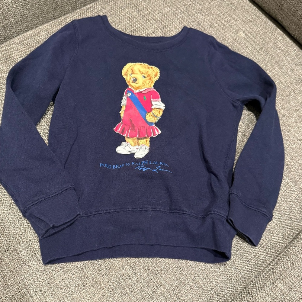 Ralph Lauren Navy Sweatshirt with Bear Graphic